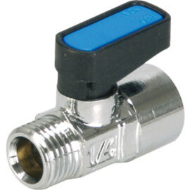 2/2-way socket ball valve Micro brass design chromed with male/female G-thread