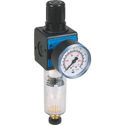 Filter regulator series Bloc 1 with manual/semi-automatic condensate drain and pressure gauge