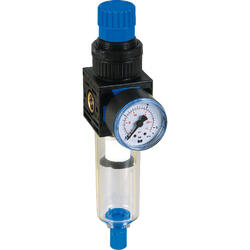 Filter regulator series EcoBloc 0 with manual/semi-automatic condensate drain and pressure gauge