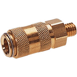 Quick coupling socket shutting off on one side nominal size 2,7 brass design with male thread