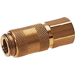 Quick coupling socket shutting off on one side nominal size 2,7 brass design with female thread