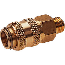 Quick coupling socket shutting off on one side nominal size 5 brass design with male thread