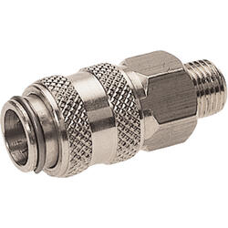 Quick coupling socket shutting off on one side nominal size 5 brass design nickel-plated with male thread