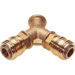 2-fold distributor brass design with quick coupling socket shutting off on one side nominal size 7,2