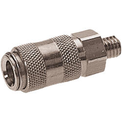 Quick coupling socket shutting off on one side nominal size 2,7 stainless steel design with male thread