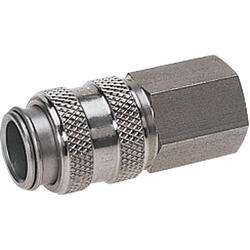 Quick coupling socket shutting off on one side nominal size 5 stainless steel design with female thread