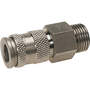 Quick coupling socket shutting off on one side nominal size 7,8 stainless steel design with male thread