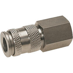 Quick coupling socket shutting off on one side nominal size 7,8 stainless steel design with female thread