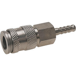 Quick coupling socket shutting off on one side nominal size 7,8 stainless steel design with tube coupling