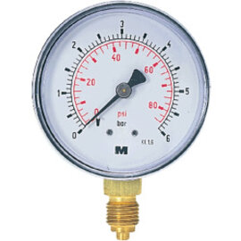 Standard Bourdon tube pressure gauge nominal size 63, radial