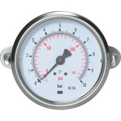 Standard Bourdon tube pressure gauge nominal size 63 with 3-edge front ring, axial