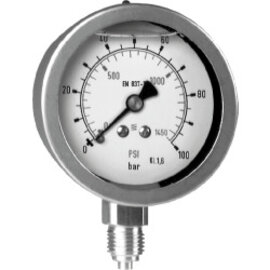 Glycerine Bourdon tube pressure gauge nominal size 63, radial