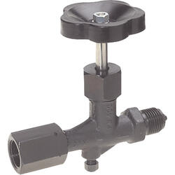 Pressure gauge on-off valve according to DIN 16270, trunnion x clamping sleeve