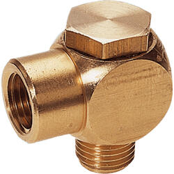 Elbow quick connector brass design with swivelling ring piece with female thread and female screw