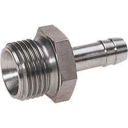 Threaded barbed tube fitting stainless steel design with cylindrical male thread und 60°-inside taper