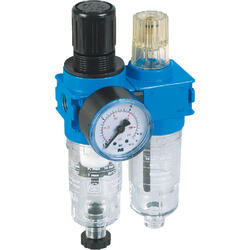 2-part service unit series Bloc 0 with manual/semi-automatic condensate drain and pressure gauge