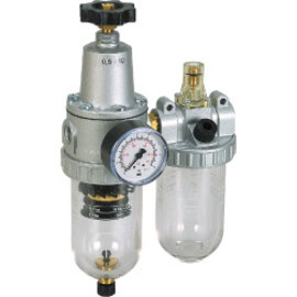 2-part service unit series Standard 2 with manual/semi-automatic condensate drain and pressure gauge