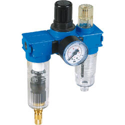 3-part service unit series Bloc 0 with automatic condensate drain and pressure gauge