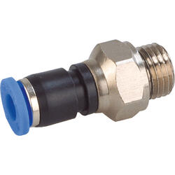 Straight rotating-push-in fitting PBT design with one ball bearing and cylindrical male thread, 360° turnable