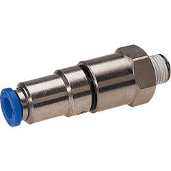 Straight rotating-push-in fitting brass design nickel-plated with two ball bearings and tapered male thread, 360° turnable