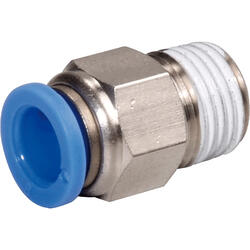 Straight push-in fitting M-Push 120 brass design nickel-plated with tapered male thread