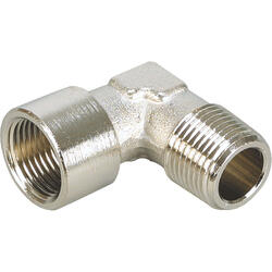 Elbow brass design nickel-plated with tapered male thread and cylindrical female thread