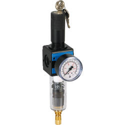 Filter regulator series Bloc 1 lockable with automatic condensate drain and pressure gauge