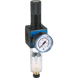 Filter regulator series Bloc 1 lockable with manual/semi-automatic condensate drain and pressure gauge