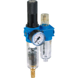 2-part service unit series Bloc 0 lockable with automatic condensate drain and pressure gauge