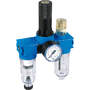 3-part service unit series Bloc 0 lockable with manual/semi-automatic condensate drain and pressure gauge
