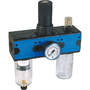 3-part service unit series Bloc 3 lockable with manual/semi-automatic condensate drain and pressure gauge