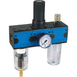 3-part service unit series Bloc 3 lockable with automatic condensate drain and pressure gauge