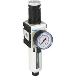 Filter regulator series ProBloc 1 with manual/semi-automatic condensate drain and pressure gauge
