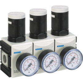 Pressure regulator series ProBloc 2 with pressure supply on both sides and pressure gauge