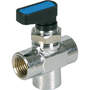 3-way ball valve brass design chromed with 180° rotatable toggle in L-and T-design with female G-thread