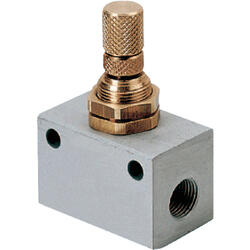 One-way flow control valve aluminium design in block shape including retaining nut