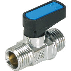 2/2-way socket ball valve Micro brass design chromed with male G-thread
