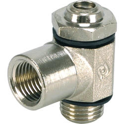 Exhaust air flow non-return valve with swivel piece of brass design, slotted head screw including