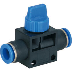 3/2-way shut-off valve polymer design with connection connector