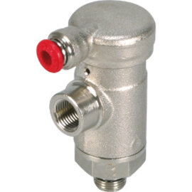 Stop valve brass design nickel-plated with delockable 2/2-way function and pilot air connection