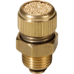 Exhaust air flow control silencer brass design and sintered bronze with cylindrical male thread