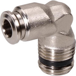 Elbow push-in fitting M-Push 220 brass design nickel-plated with tapered male thread