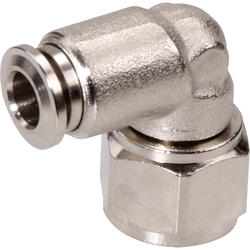 Elbow push-in fitting M-Push 220 brass design nickel-plated with female thread, swivelling