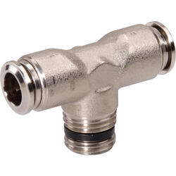 T-push-in fitting M-Push 220 brass design nickel-plated with tapered male thread
