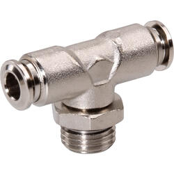 T-push-in fitting M-Push 220 brass design nickel-plated with cylindrical male thread, swivelling