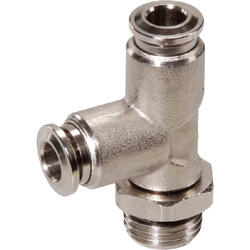 Elbow-threaded push-in fitting M-Push 220 brass design nickel-plated with cylindrical male thread, swivelling