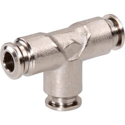 T-push-in connector M-Push 220 brass design nickel-plated