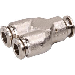 Y-push-in connector M-Push 220 brass design nickel-plated