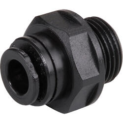 Straight push-in fitting M-Push 140 POM design with cylindrical male thread and external hexagon