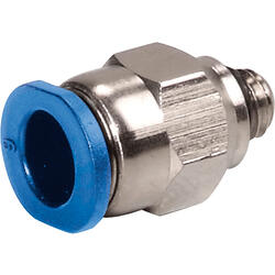 Straight push-in fitting M-Push 110 brass design nickel-plated with male thread and external hexagon
